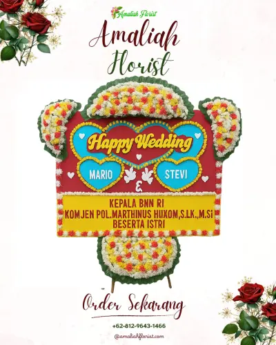 Karangan Papan Bunga Pernikahan di Wirotaman